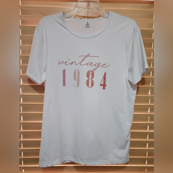 Tops - White T-Shirt with Vintage 1984 Print